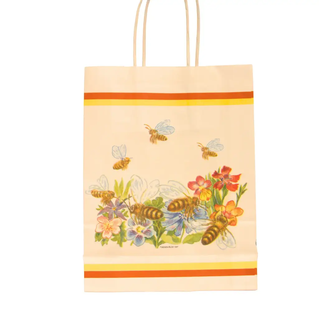 Tragtasche Papier "Blume mit Wiese" (Größe in cm 21,5 x 18 x 8)