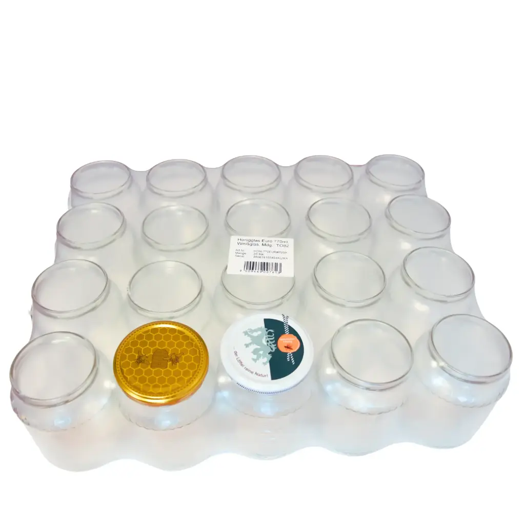 1000g Euroglas mit Deckel (verpackt zu 20 Stück)