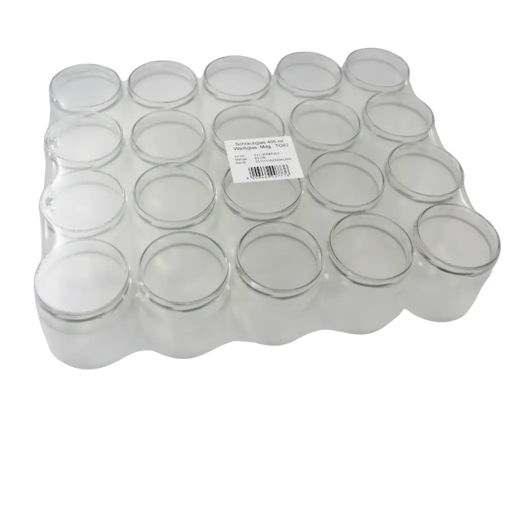 500g Euroglas mit Deckel (verpackt zu 20 Stück)