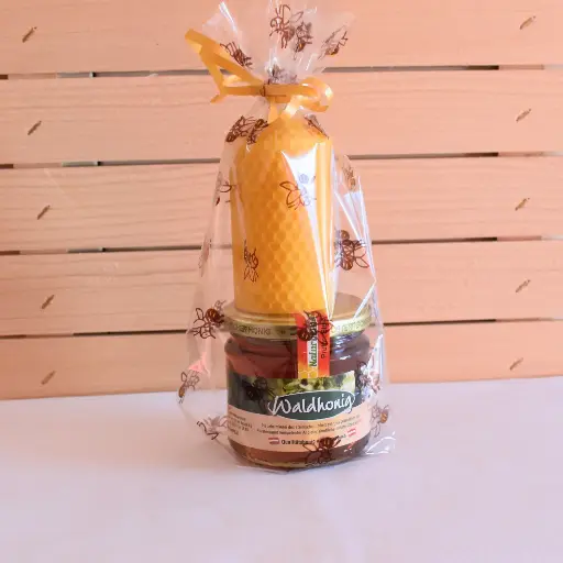 Geschenkspackung (250g Honig mit Kerze)